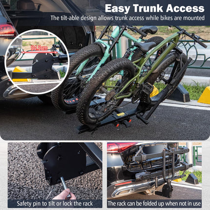Goplus 2” Hitch Mount Bike Rack, 2 Bikes Platform Style Carrier w/Tilt-able Design for Easy Trunk Access