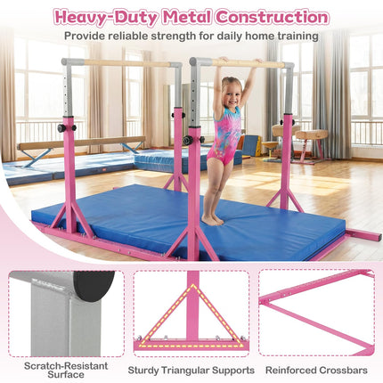 Goplus Double Horizontal Bars with 13-Level 33"-57" Adjustable Heights & 6-Level Adjustable Width