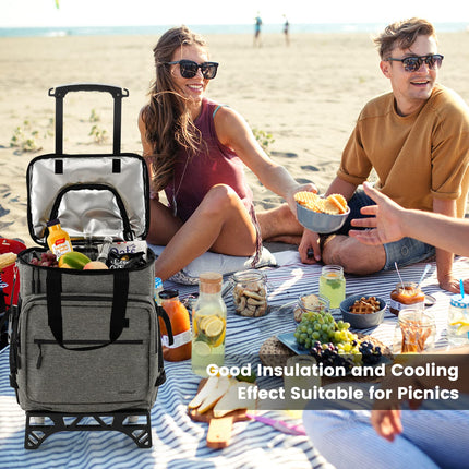 Goplus 50-Can Collapsible Rolling Cooler, 3-in-1 Portable Insulated Soft Cooler Bag w/Movable Wheels