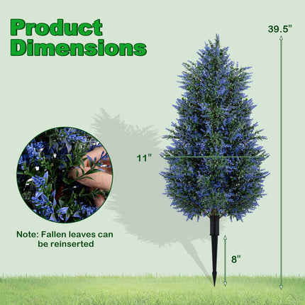 Goplus 2 Pack 3.3 ft Artificial Trees Sun-Resistant Faux Cone Bushes with Ground Spikes