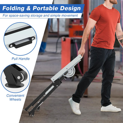 Goplus Folding Welding Table w/ 78 x 51 cm Tabletop & 2 Fixed Wheels