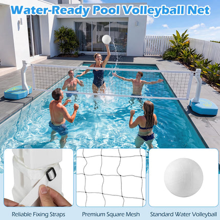 Goplus 2-in-1 Pool Basketball Hoop & Volleyball Net w/Weighted Base for Summer Outdoor Party