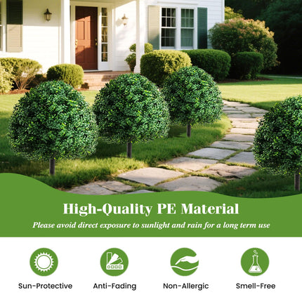 Goplus 28 Inches Artificial Boxwood Topiary Ball Tree Faux Bushes with Ground Spike