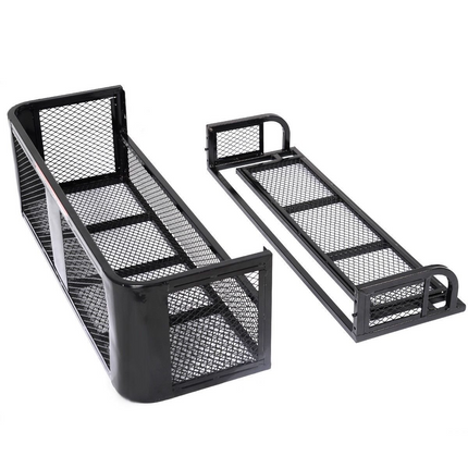 Goplus Universal ATV Front Cargo Basket and Rear Drop Rack Set Luggage Carrier Steel Mesh Surface - GoplusUS