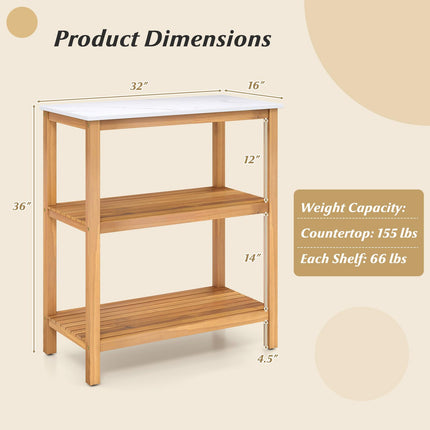 Goplus Patio Wooden Sideboard Kitchen Buffet Organizer for Backyard Garden