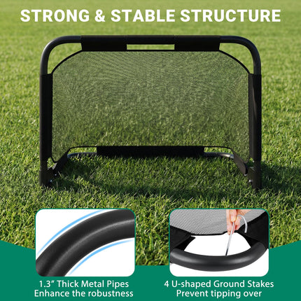 Goplus 3 x 2 FT Portable Pop-up Football Training Equipment with Net & Ground Stakes