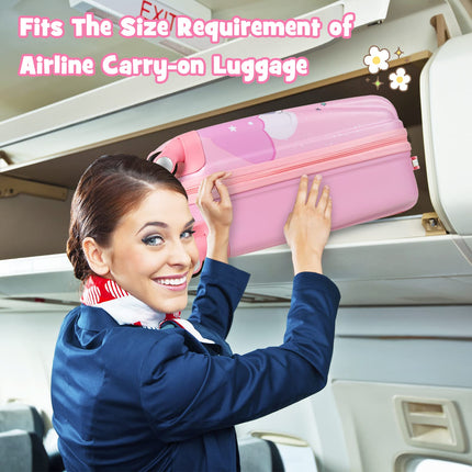 Goplus 12" & 18" Kids Carry On Luggage Set Large Capacity Rolling Trolley Suitcase