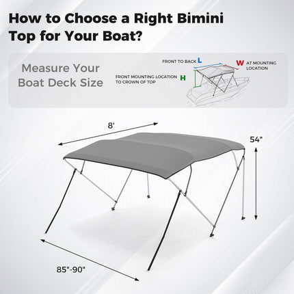 Goplus 4-Bow Bimini Top 600D Waterproof Oxford Fabric & Foldable Boat Shade