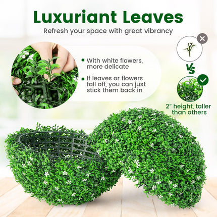 Goplus 2 PCS 19.5 Inch Artificial Plant Topiary Ball, Round Holly Faux Boxwood Balls