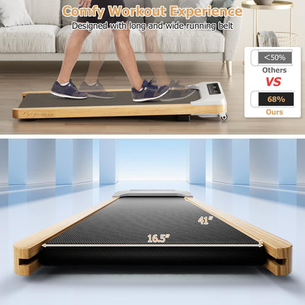 Walking Pad, Wooden Under Desk Treadmill for Home and Office - Goplus