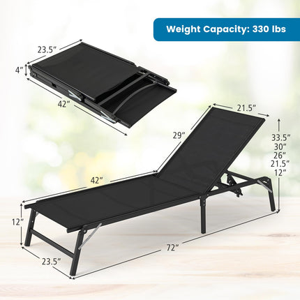 Goplus Outdoor Patio Lounge Chairs with 5-position Adjustable Backrest