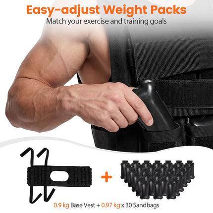 Goplus 66lbs Adjustable Weighted Vest for Men Women with 30 Removable Metal-Sand Weights