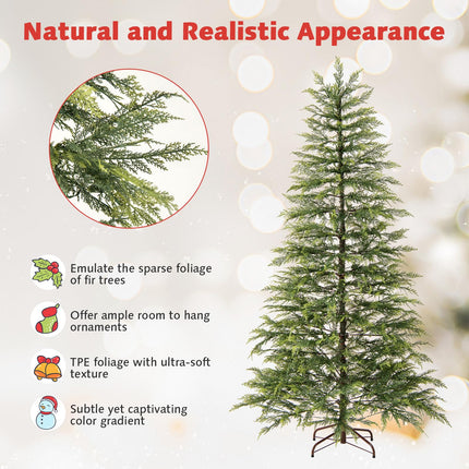 Goplus 6.5FT / 7.5FT Pre-Lit Artificial Christmas Tree | Hinged Sparse Xmas Fir Tree