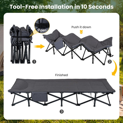 Goplus Camping Cot with Padded Pillow | Folding Cot Bed for Adults