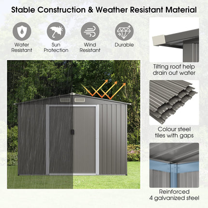 Goplus Outdoor Storage Shed, 8.5"x 6.8"x 6" Weather-Resistant Utility Tool Organizer w/Foundation