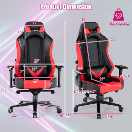 Goplus Gaming Chair, 360?? Swivel Computer Chair with Casters, Multi-Angle Reclining, Tension Control, 4D Armrest