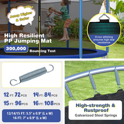 Goplus 12FT 14FT 15FT ASTM Approved Trampoline with Basketball Hoop & Internal-Net