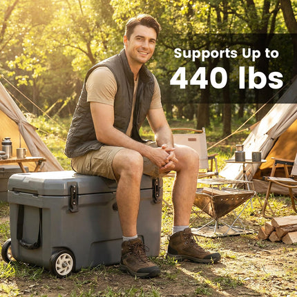 Goplus 52QT Cooler with Wheels with 6-Day Ice Retention Pull Handle & 2 Cup Holders