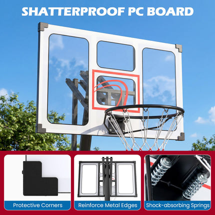 Goplus 4.9-10 FT Adjustable Portable Basketball Hoop Outdoor w/Shatterproof PC Backboard
