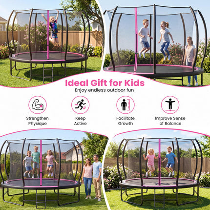 Goplus 12 FT/14 FT/16 FT Recreational Outdoor Trampoline Galvanized Metal Frame for Kids Adults Backyard Fun