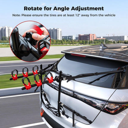 Goplus 3-Bike Trunk Mount Bike Rack Foldable Carbon Steel Bicycle Carrier for Hatchback