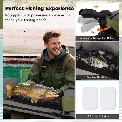 Goplus Fishing Belly Boat w/Fish Ruler Pump Storage Bag Adjustable Straps