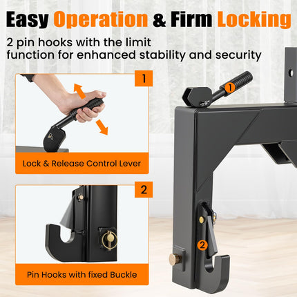 Goplus 3-Point Quick Hitch 3000 LBS Towing Force w/5 Level Adjustable Bolt