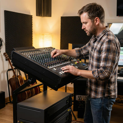 Goplus Adjustable Rack Mount Rolling Stage Cart with Lockable Wheels