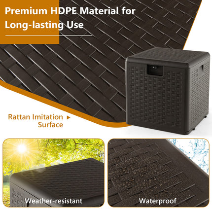 Goplus Outdoor Storage Box, 31 73 100 Gallon Waterproof Resin Patio Storage Box with Lockable Lid, Side Handle for Pillows, Cushions