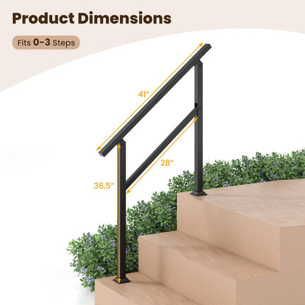 Goplus 330 LBS Staircase Safety Railing Fits 0-3 Steps for Deck Porch Entryway