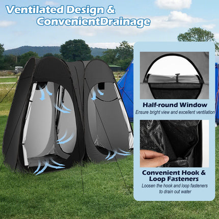 Goplus 2 Room Pop Up Shower Tent, 7.5FT Changing Tent with Ground Stake, Wind Rope, Carry Bag