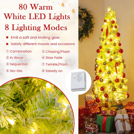 Goplus Pre-Lit Whimsical Christmas Tree Bendable Grinchs Xmas Tree for Home Decoration