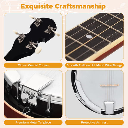 Goplus 5-String Banjo with Remo Drumhead