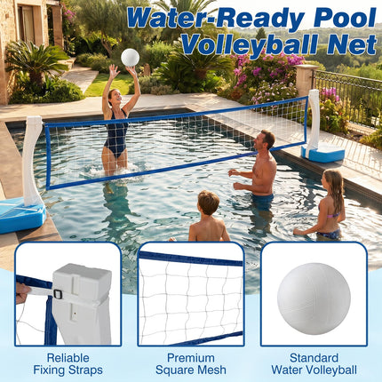 Goplus 2-in-1 Pool Basketball Hoop & Volleyball Net | Swimming Pool Ball Game Set
