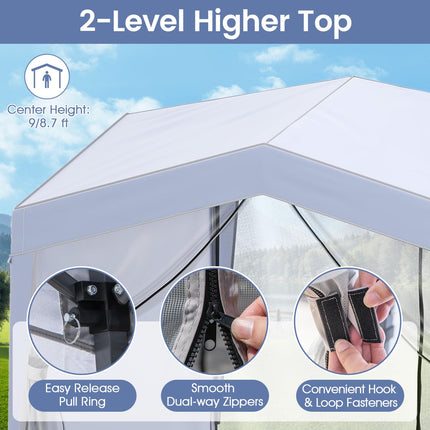 Goplus 10 x 10 FT Outdoor Pop up Canopy Tent with Sidewalls & Netting Removable