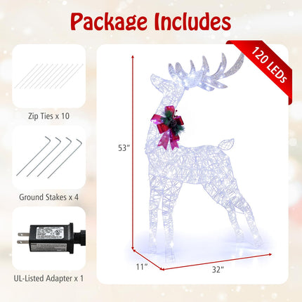 Goplus Lighted Christmas Reindeer Decoration | 4.4 FT & 3 FT Pre-Lit Indoor Outdoor Xmas Deer Set