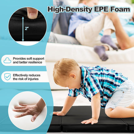 Folding Tumbling Mat with Carry Handles, Hook & Loop Fasteners - Goplus