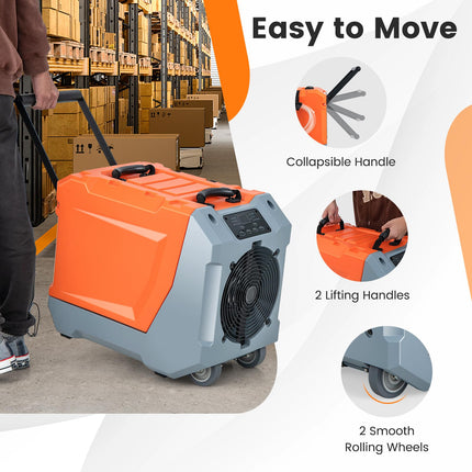 180 PPD Crawl Space Dehumidifier with Pump, Drain Hose, Auto Defrost, 6,000 Sq. Ft Commercial Dehumidifier for Basement