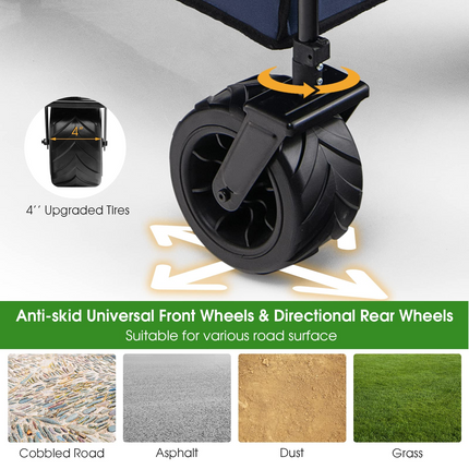 Goplus Collapsible Wagon Cart, Foldable Heavy Duty Utility Wagon with Adjustable Handle - GoplusUS