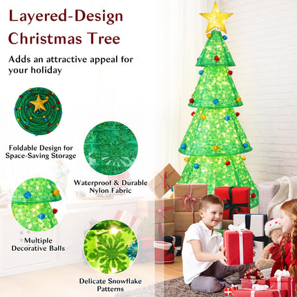 Goplus 6.5FT Pull-Up Christmas Tree with 200 Warm White LED Lights