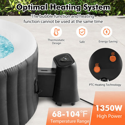 Goplus Electric Heater Pump for Inflatable Hot Tub, 1350W SPA Control Center for Bubble, Filtration & Heating
