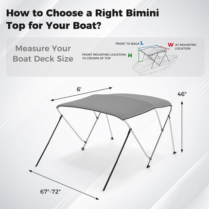 Goplus 3-Bow Bimini Top Pontoon Jon Boat Cover