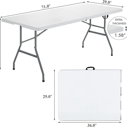 Goplus 6 FT 3-Piece Portable Picnic Table Bench Set, Weather-Resistant Plastic Folding Picnic Tables with Benches