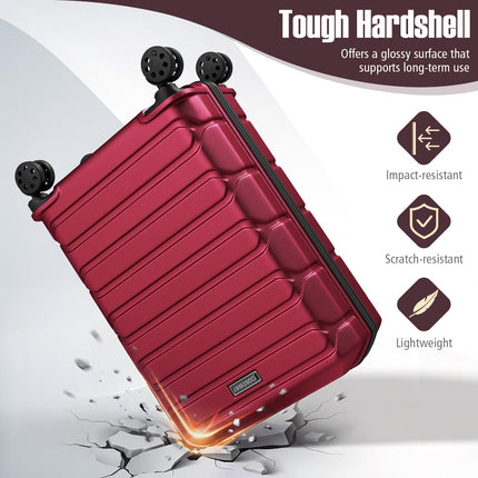 Goplus 3 Piece Cross Stripe Luggage Set with 360° Spinner Wheels & Telescope Handles