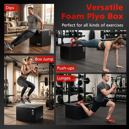 Goplus 3 in 1 Foam Plyometric Jump Box w/Non-Slip & Easy-to-Clean PU Cover
