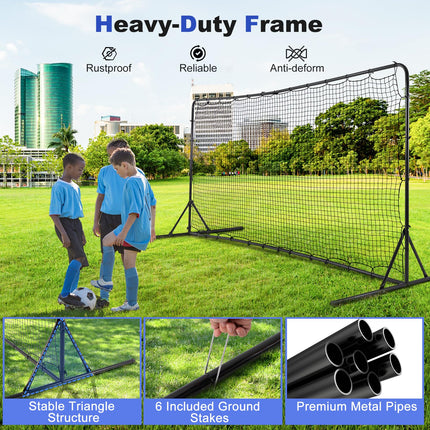 Goplus Soccer Rebounder Net, 12FTx6FT Soccer Training Equipment w/Portable Carrying Bag