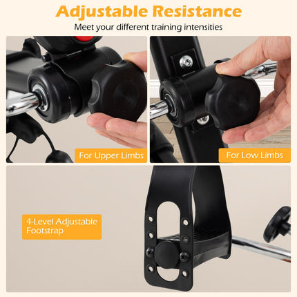 Goplus Pedal Exerciser for Seniors, Hand Arm Leg and Knee Therapy Peddler, Exercise Bike w/ Adjustable Resistance