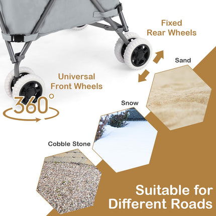 Goplus Folding Shopping Cart with Wheels, Grocery Cart with Removable Oxford Cloth Liner