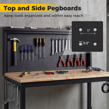 Goplus 48" Workbench with AC/USB Outlets and Pegboard 2000 LBS Work Bench