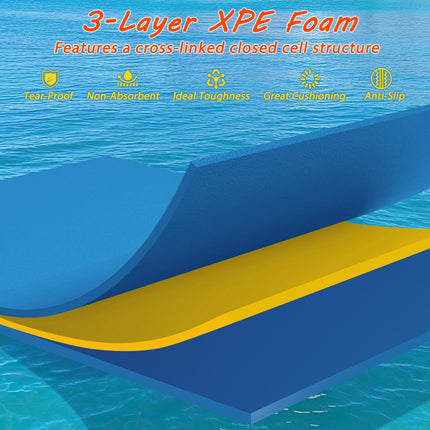 Goplus 87" x 36" Floating Water Mat Pad Pad with Rolling Pillow Design
